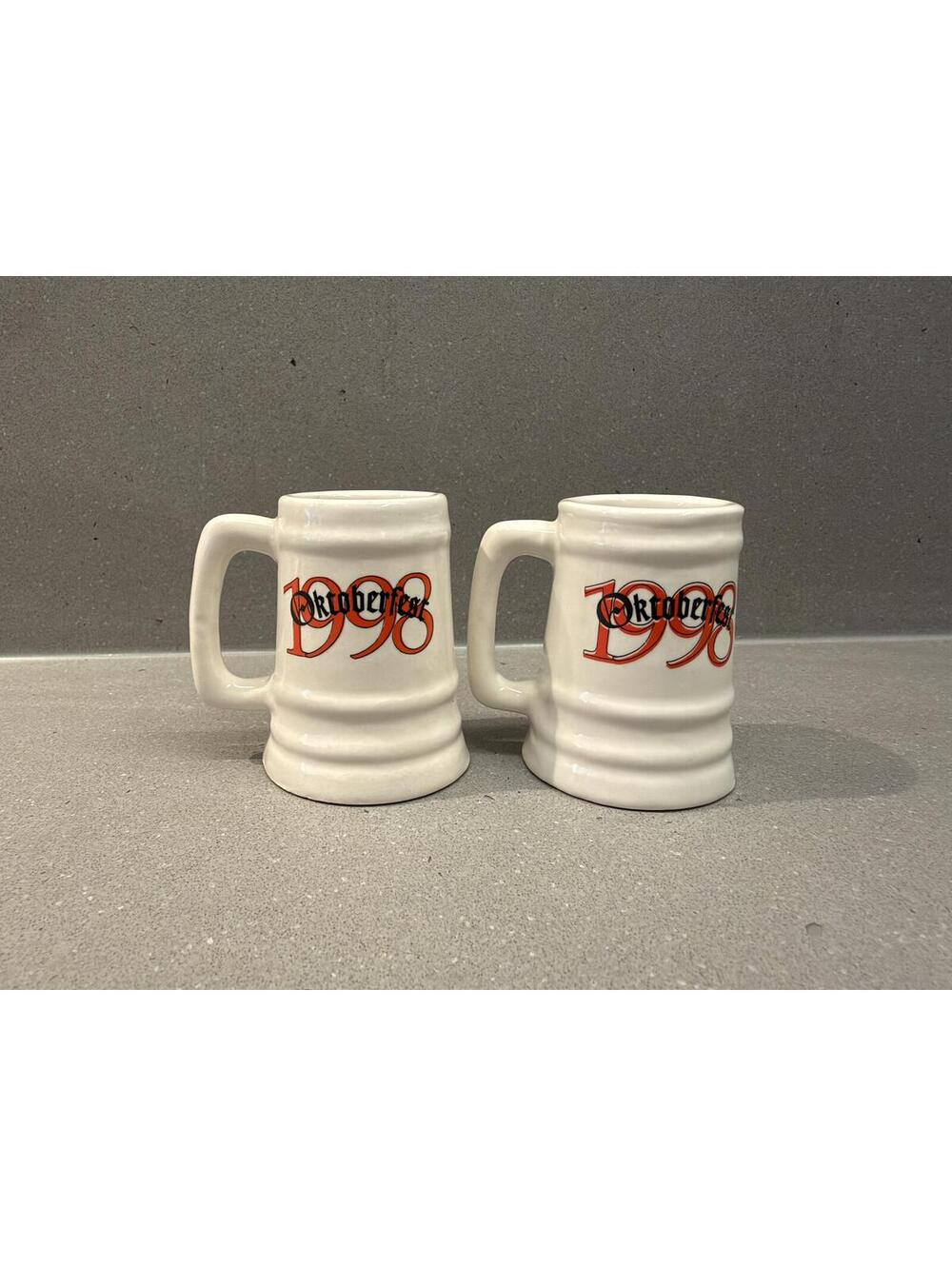 Vintage Jagermeister Oktoberfest 1998 Mini Beer Stein Shot Glass Pair